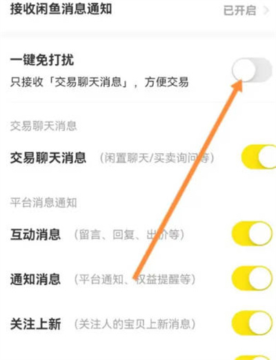 闲鱼怎么开启一键免打扰功能[图片3]